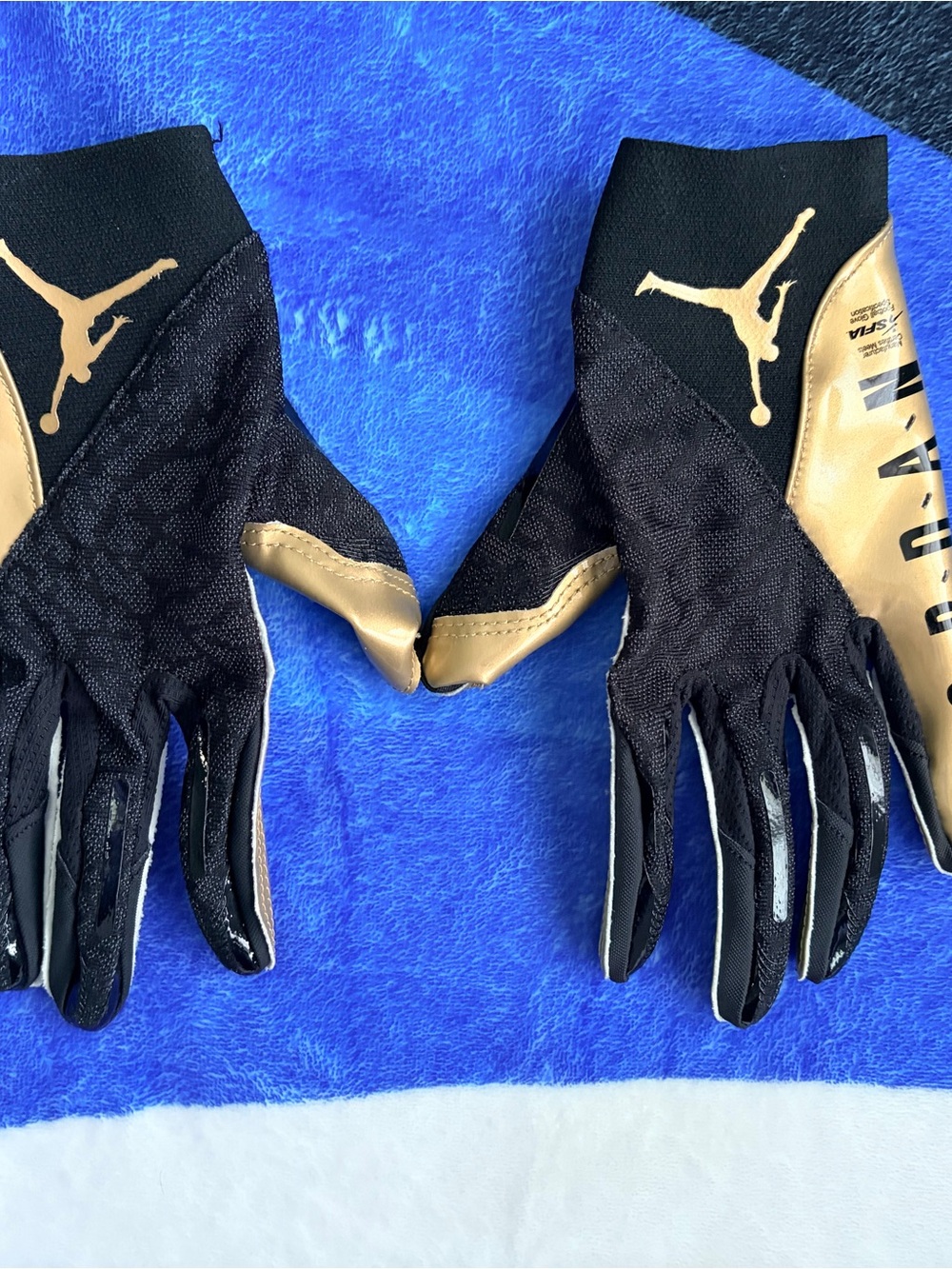 Jordan Black and Gold Performance Football Gloves